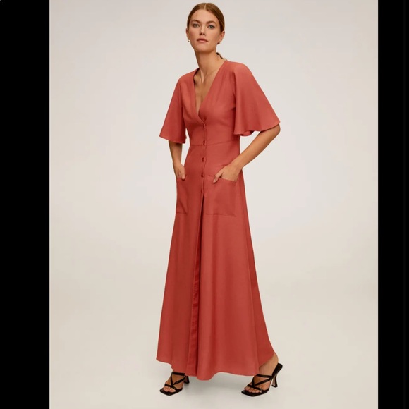 MANGO Buttoned wrap dress in Ecru - Picture 10 of 13